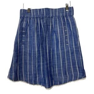 Fresh Produce Skirt Women Small Everly Blue Stripe Lightweight Chambray A-line